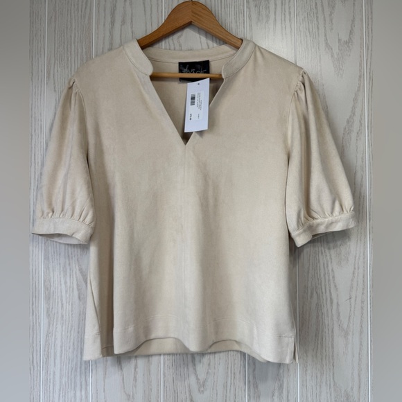 Oh So Tracie Stevie Bone Suede Top Size Large NWT - Picture 1 of 5